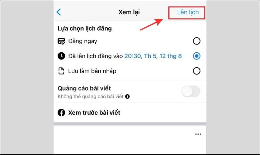 Chọn L&ecirc;n lịch để đăng b&agrave;i viết
