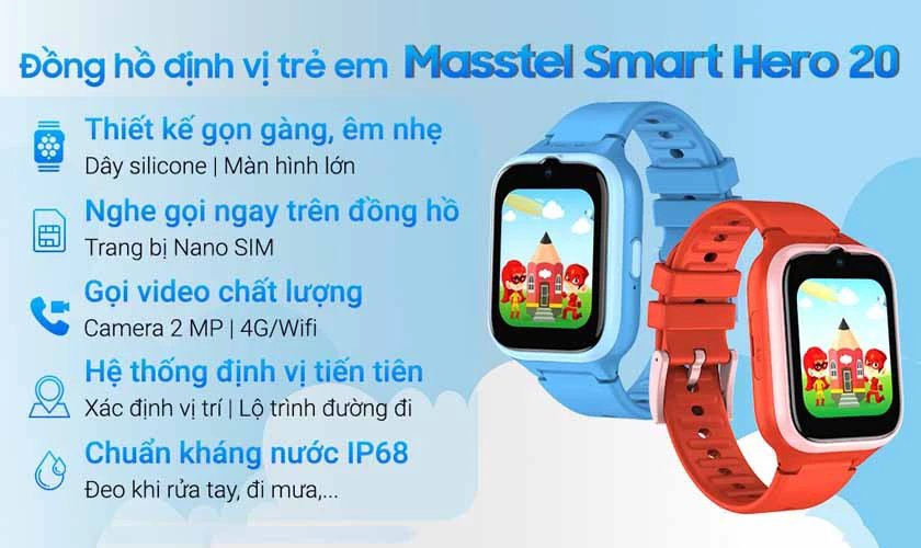 Masstel Smart Hero 20 - Đồng hồ th&ocirc;ng minh gi&aacute; rẻ cho trẻ em