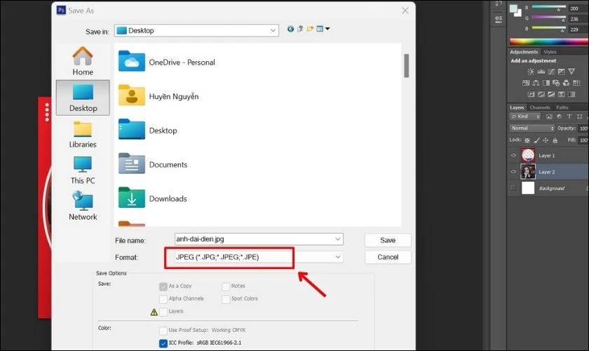Lưu file với đu&ocirc;i JPG