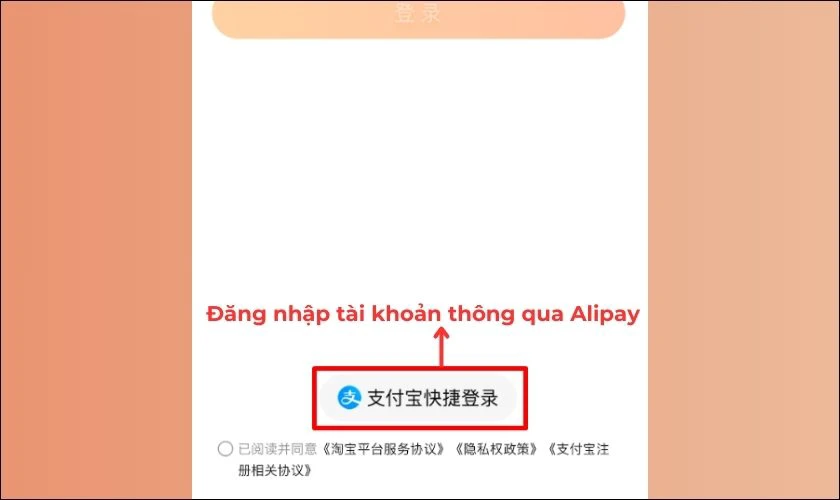Mở app Taobao v&agrave; đăng nhập t&agrave;i khoản