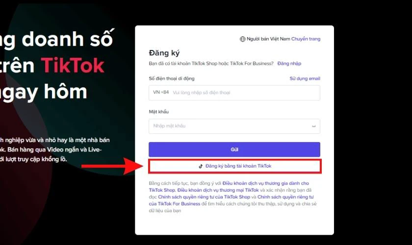 Login TikTok Shop tr&ecirc;n m&aacute;y t&iacute;nh nhanh bằng t&agrave;i khoản TikTok