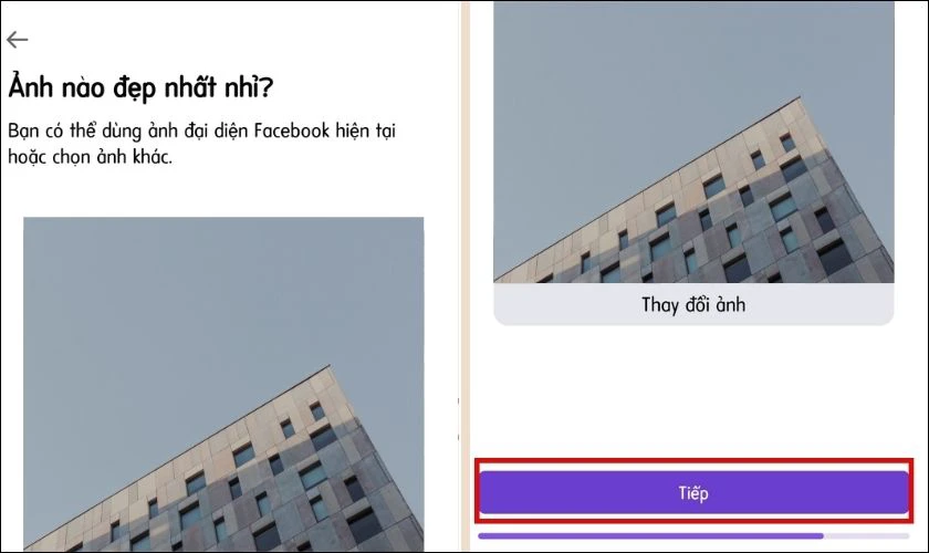 Nhấn v&agrave;o n&uacute;t Thay đổi ảnh v&agrave; chọn ảnh bạn cần