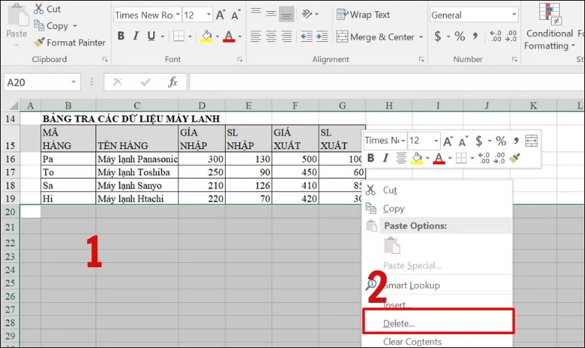 C&aacute;ch giảm dung lượng file Excel th&ocirc;ng qua c&aacute;c định dạng &ocirc; chưa sử dụng