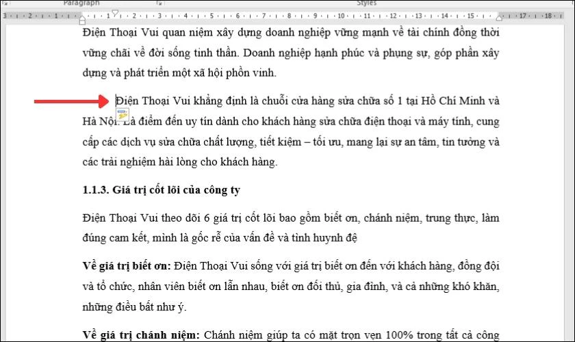Cách lùi đầu dòng trong Word bằng phím Tabs