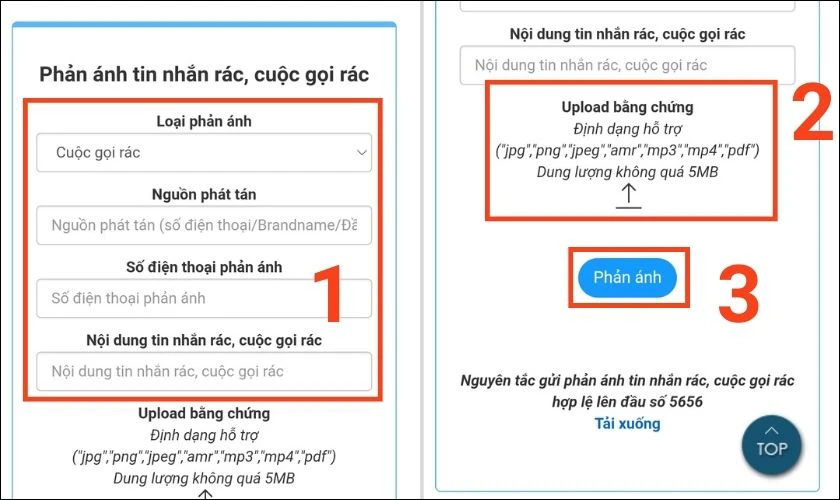 Điền th&ocirc;ng tin v&agrave;o c&aacute;c mục để gửi 