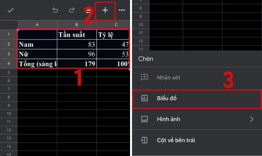 C&aacute;ch tạo biểu đồ trong Excel bằng điện thoại