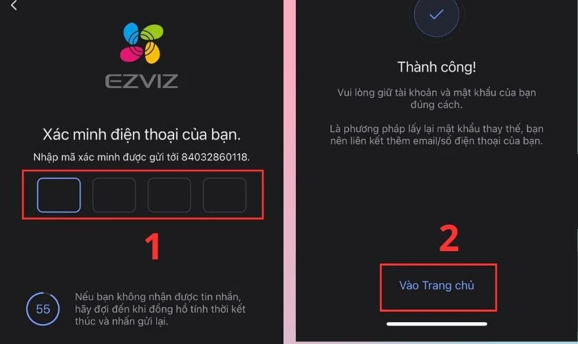 Chỉ với 3 bước bạn đ&atilde; ho&agrave;n th&agrave;nh xong c&aacute;ch tạo t&agrave;i khoản Camera Ezviz bằng số điện thoại