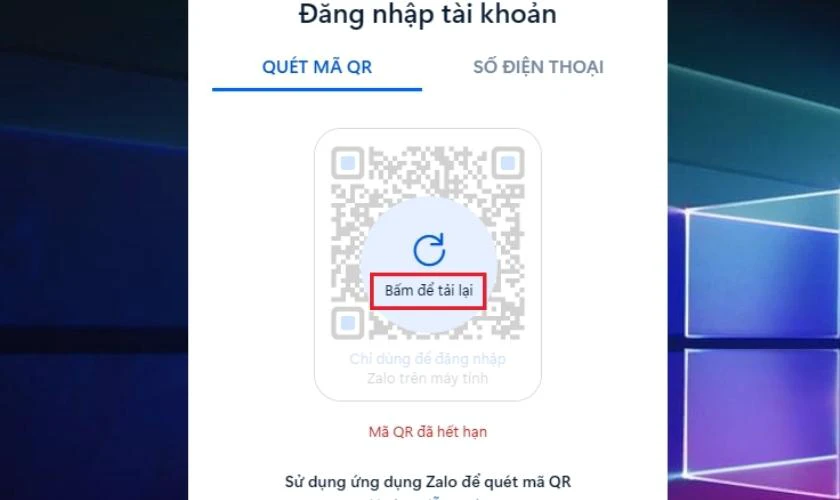 Cập nhật một m&atilde; QR Zalo mới khi kh&ocirc;ng thể qu&eacute;t m&atilde; tr&ecirc;n m&aacute;y t&iacute;nh