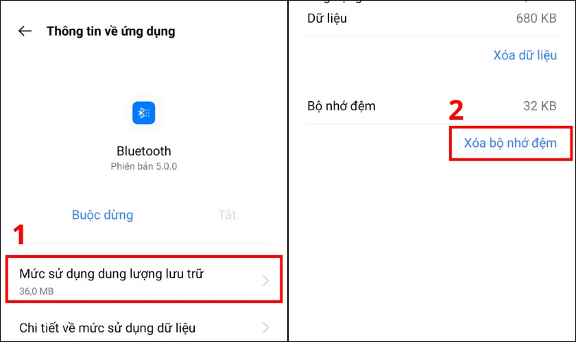 Chọn Mức sử dụng dung lượng lưu trữ
