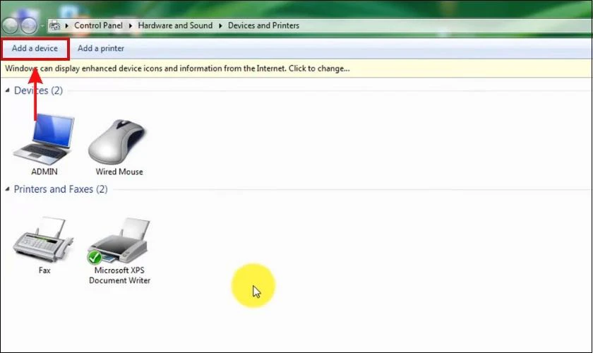 Chọn v&agrave;o mục Add a device
