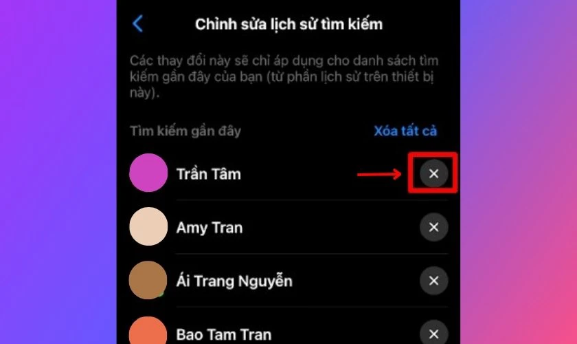 Lựa chọn đối tượng v&agrave; nhấn dấu X