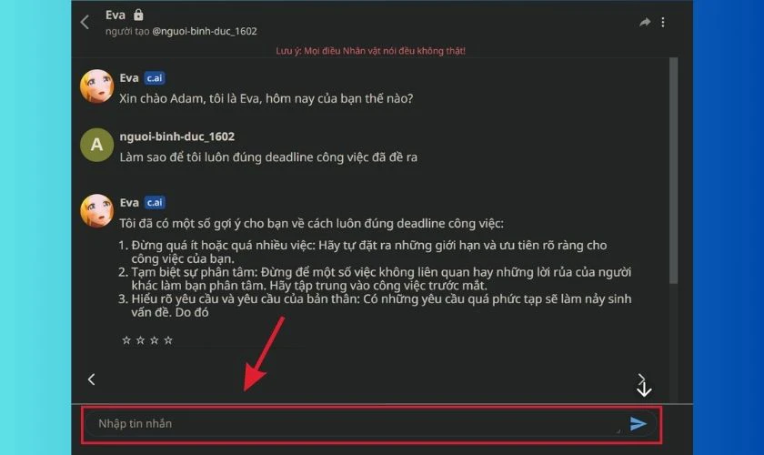 Nhập đoạn chat v&agrave;o &ocirc; Nhập tin nhắn