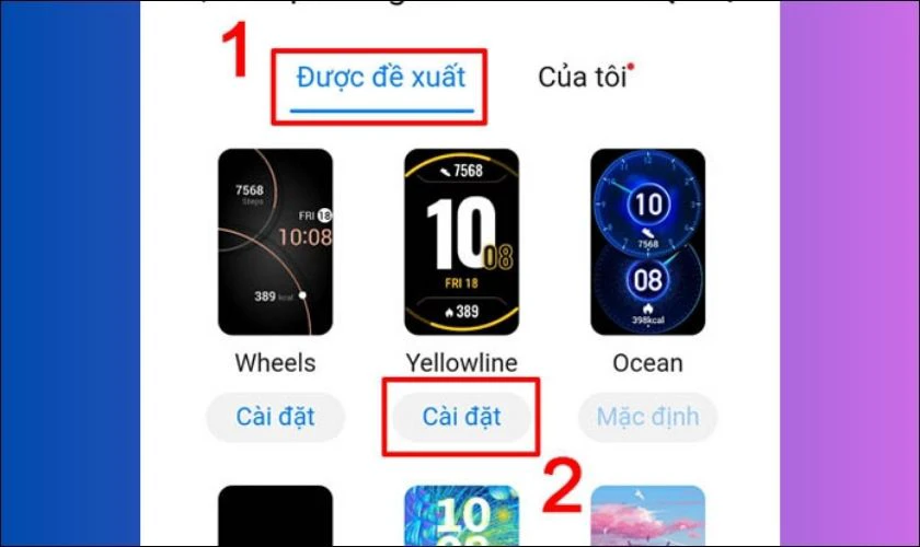 Tiếp tục bấm chọn C&agrave;i đặt nằm ở ph&iacute;a dưới mẫu h&igrave;nh nền