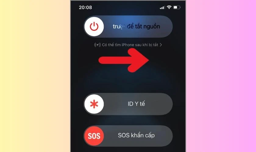 Kéo thanh trượt sang phải cho máy hoàn toàn tắt hẳn