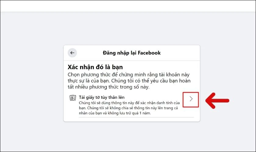 Nhấn vào biểu tượng mũi tên