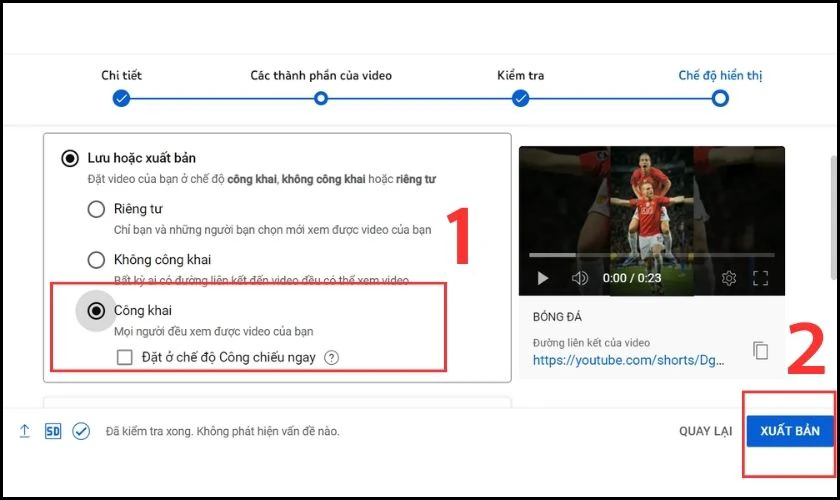 Click v&agrave;o C&ocirc;ng khai tại mục Chế độ hiển thị v&agrave; nhấn chọn XUẤT BẢN