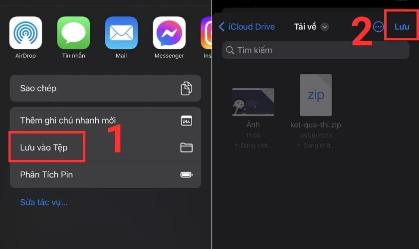 Lưu file PDF vừa được tạo từ hình ảnh trên điện thoại vào Tệp