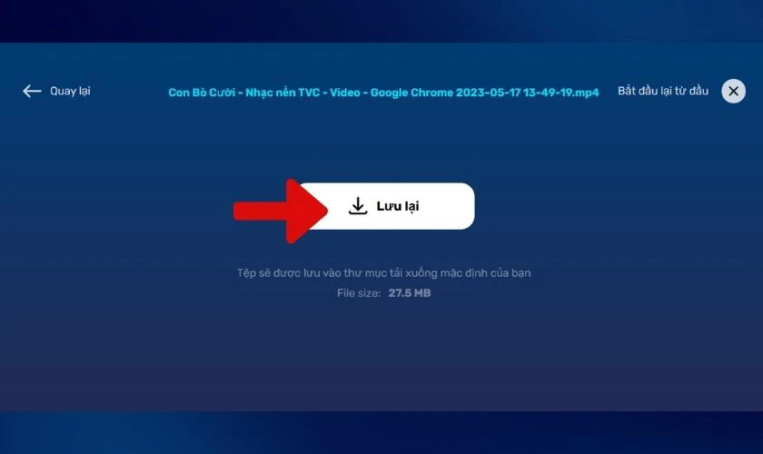Tiến h&agrave;nh lưu để kết th&uacute;c