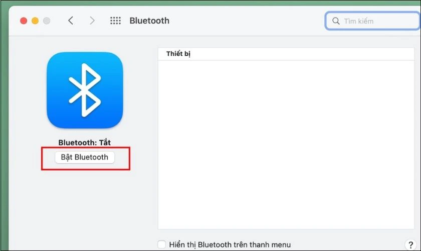 Sau đ&oacute; bạn nhấn v&agrave;o Bật Bluetooth
