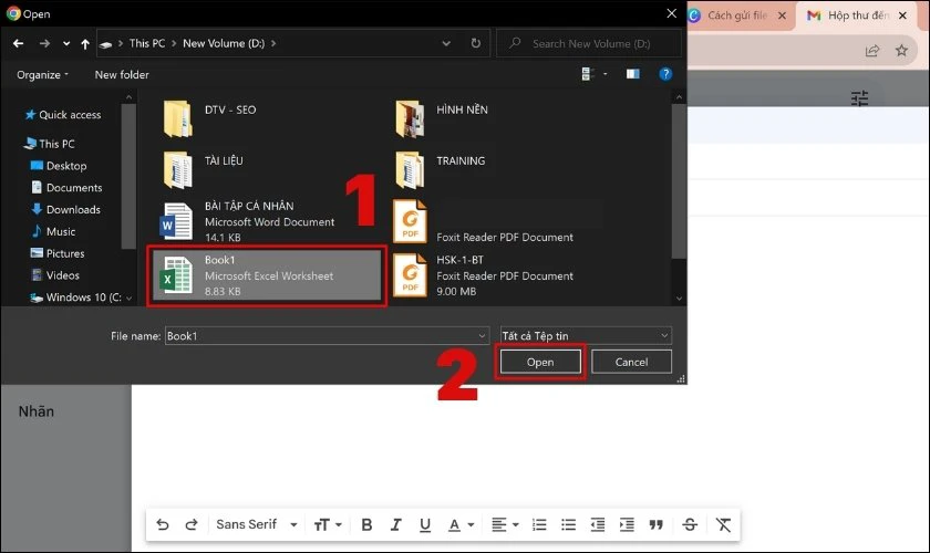 Nhấn vào file và chọn Open