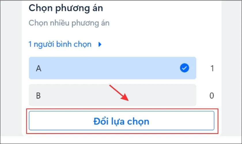 Nhấn vào cuộc trò chuyện và nhấn Đổi lựa chọn.