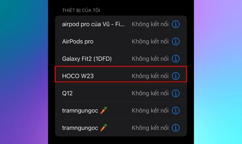 Bạn lần lượt chọn kết nối với từng loa