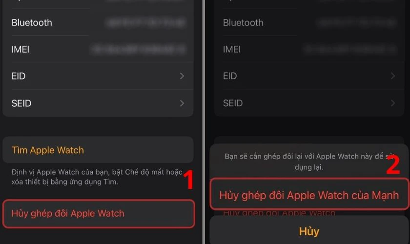 C&aacute;ch hướng dẫn huỷ gh&eacute;p đ&ocirc;i khi sử dụng đồng hồ th&ocirc;ng minh