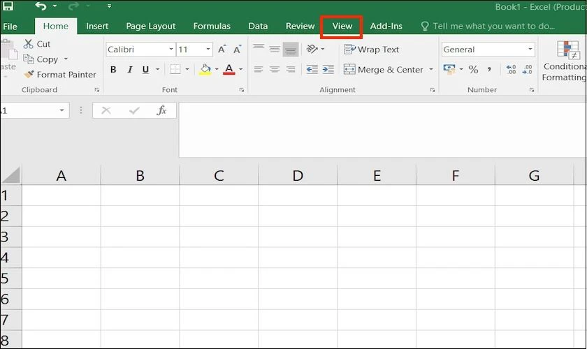 C&aacute;ch x&oacute;a d&ograve;ng kẻ bảng trong Excel bằng c&ocirc;ng cụ View (to&agrave;n bộ) 