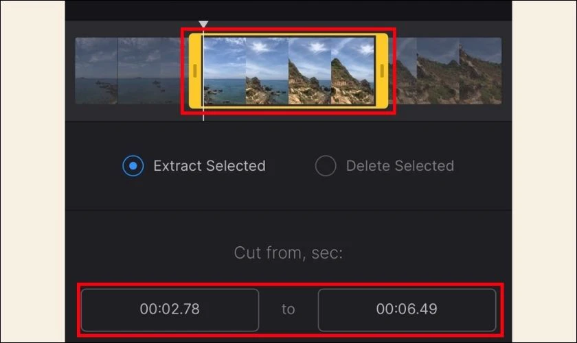 Nhập thời gian bắt đầu và kết thúc của video