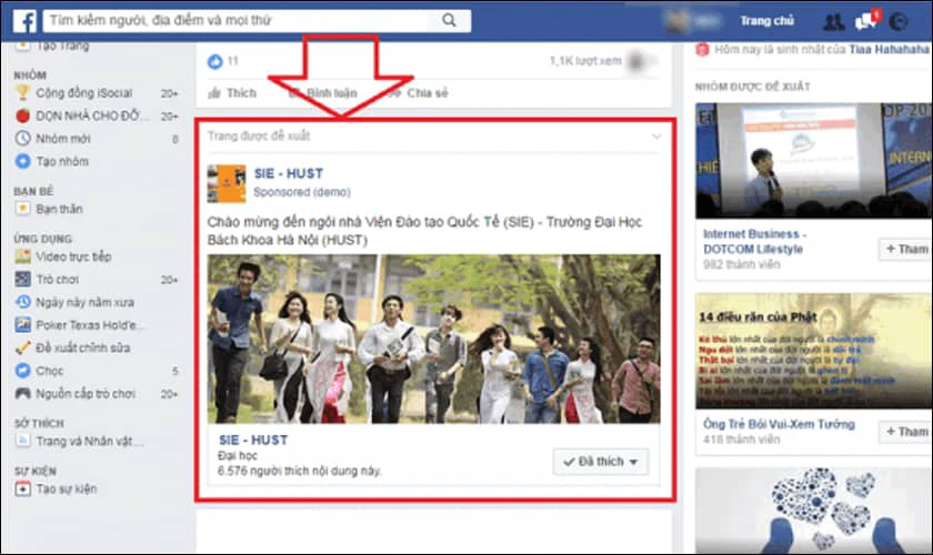 Quảng c&aacute;o Page Likes