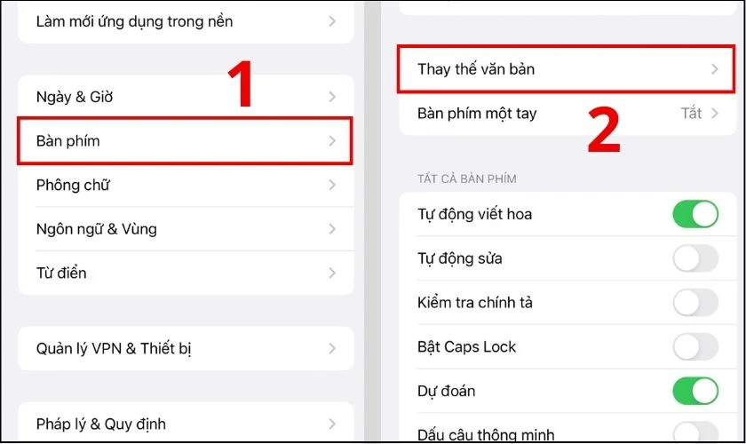C&agrave;i đặt t&iacute;nh năng thay thế văn bản tr&ecirc;n b&agrave;n ph&iacute;m iPhone