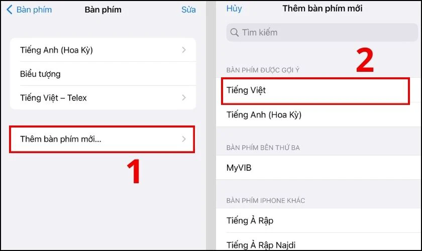 Chọn mục Th&ecirc;m b&agrave;n ph&iacute;m mới