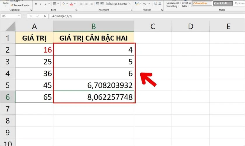 T&iacute;nh gi&aacute; trị bậc 2, bậc 3 bằng h&agrave;m Power
