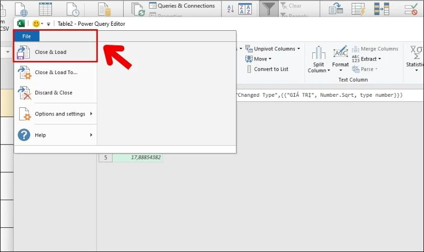 Lưu gi&aacute; trị mới t&iacute;nh căn b&igrave;nh phương trong Excel