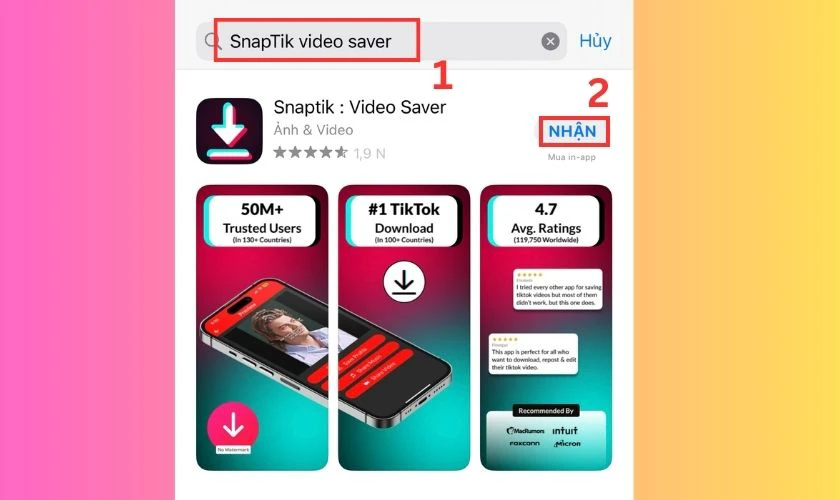 Tải app SnapTik Video Saver x&oacute;a logo TikTok
