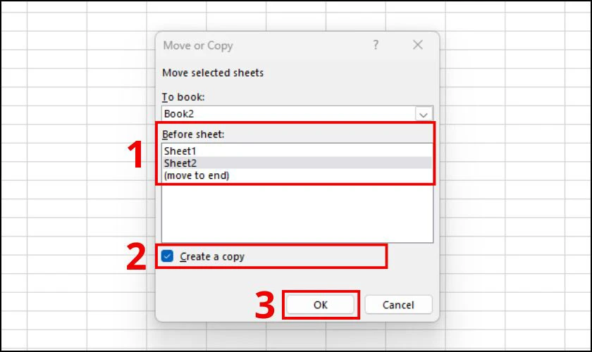 Chọn mục Create a copy và nhấn Ok