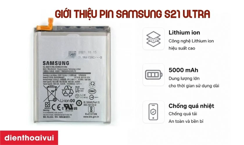 Giới thiệu pin Samsung S21 Ultra