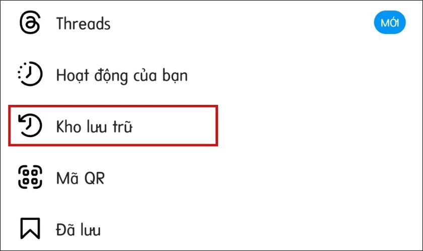 Nhấn chọn Kho lưu trữ
