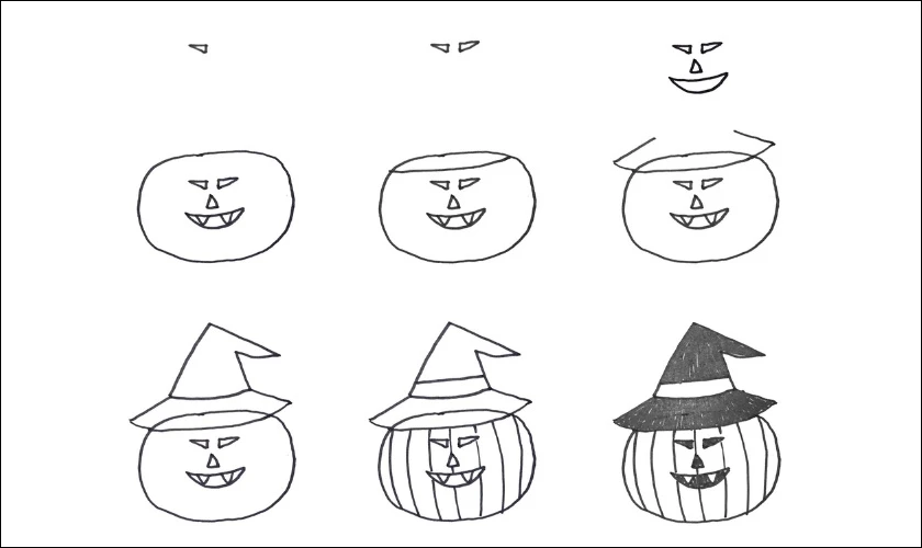 Một số mẫu cách vẽ quả bí ngô Halloween đẹp