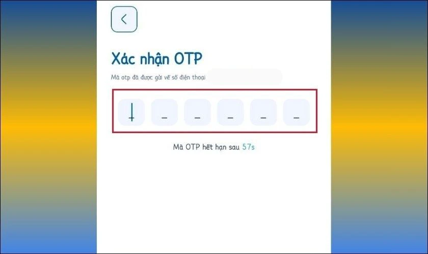 Nhập mã OTP gửi đến điện thoại