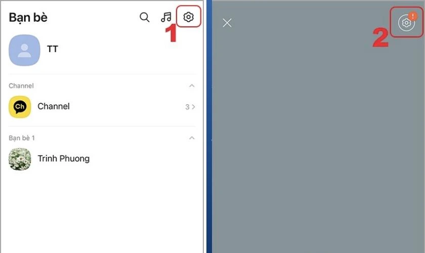 Trong giao diện của KakaoTalk, bạn nhấn v&agrave;o biểu tượng c&agrave;i đặt nằm ở g&oacute;c phải m&agrave;n h&igrave;nh