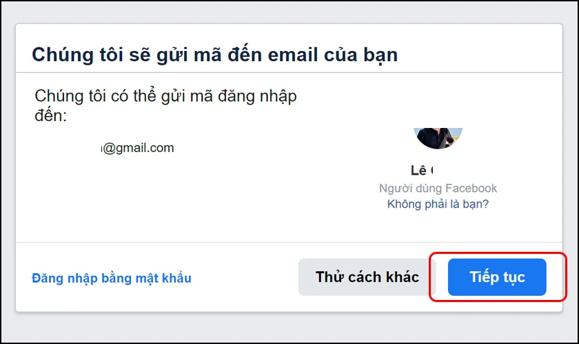 Nhấn Tiếp tục