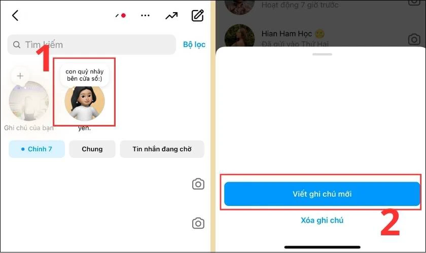 Viết ghi chú mới sau đó chia sẻ