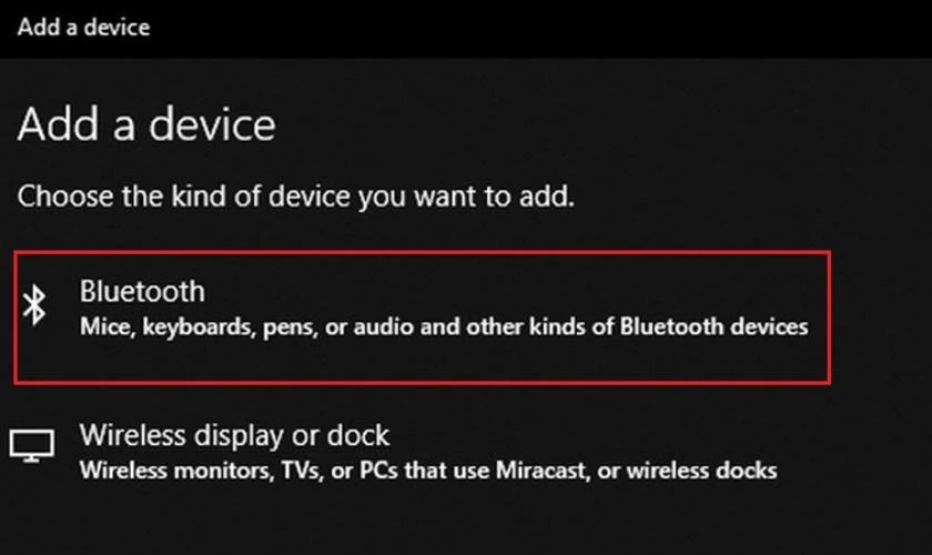 Nhấp v&agrave;o mục Bluetooth v&agrave; đợi laptop t&igrave;m kiếm tai nghe bluetooth