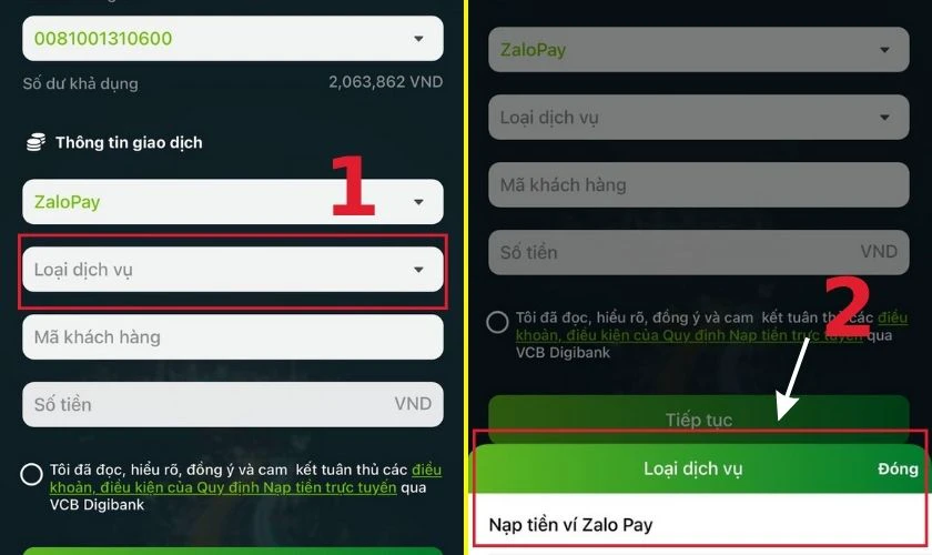 Nhấn chọn Nạp tiền v&agrave;o v&iacute; Zalo Pay