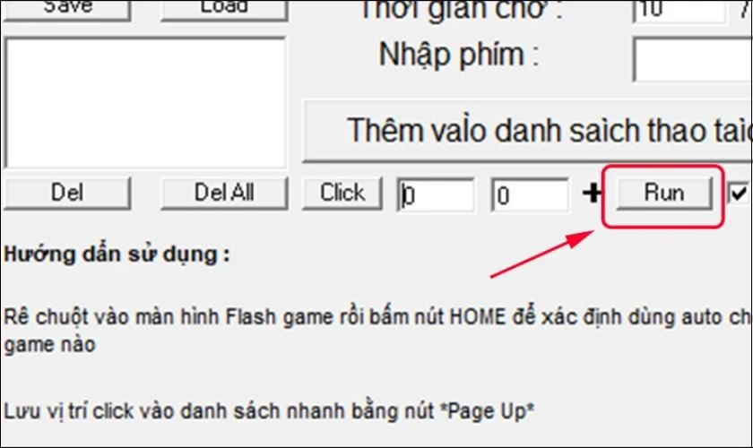 Nhấn run để bắt đầu auto click kh&ocirc;ng chiếm chuột 