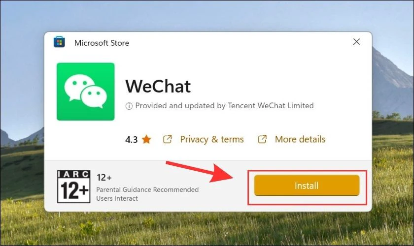 Nhấn Install để bắt đầu tải ứng dụng