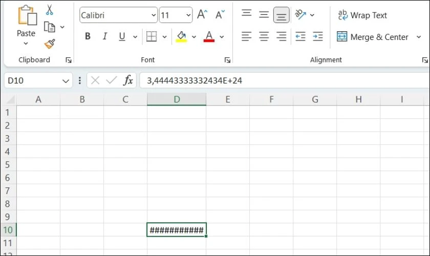 Lỗi #### trong Excel nguyên nhân là do dữ liệu quá dài