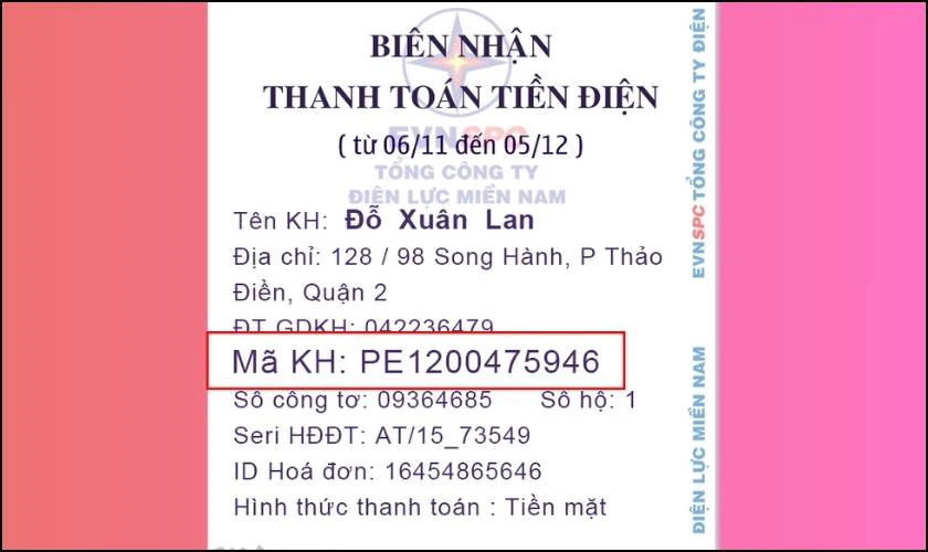 Mã khách hàng để kiểm tra lịch cắt điện được xem ở đâu