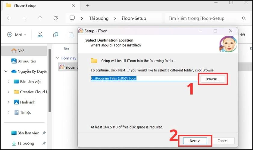 Biểu tượng Browse và chọn thư mục